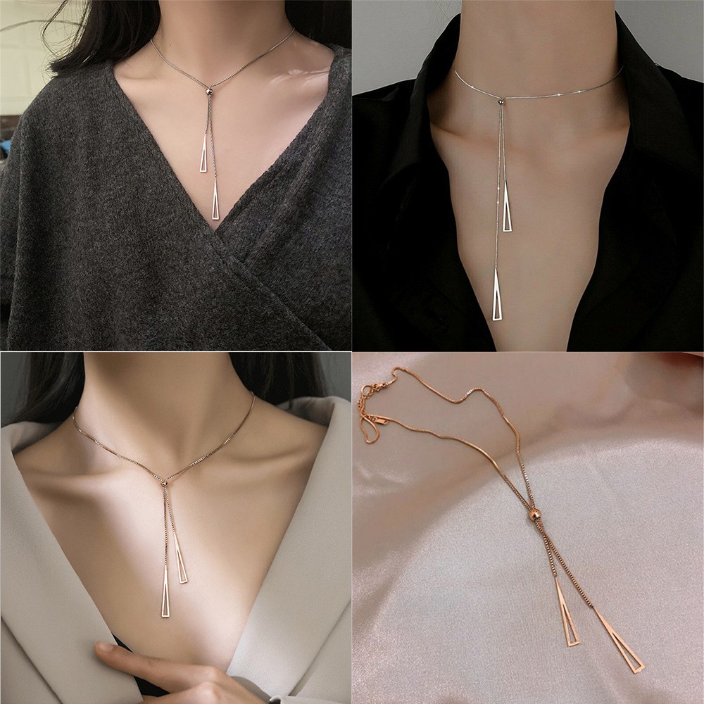 Dây chuyền chuỗi mặt tam giác đơn giản dành cho nữ