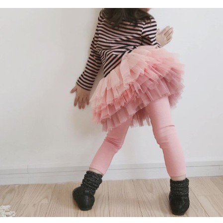 Quần legging cotton liền váy ren xòe 2 trong 1 cực đẹp cho bé gái