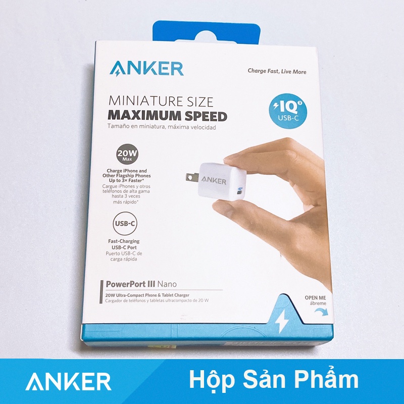 Củ Sạc Anker PowerPort III Nano 20W 1 Cổng - A2633 Bảo hành 18 Tháng chính hãng Sạc nhanh 18W 20W