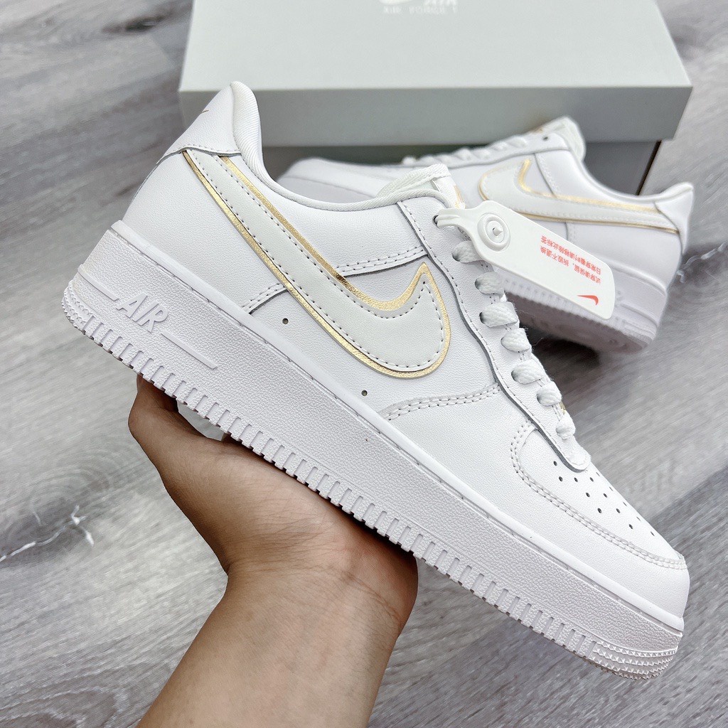 Giày air force 1 bản cao cấp giày trắng vạch vàng đế độn cực êm tặng kèm hộp