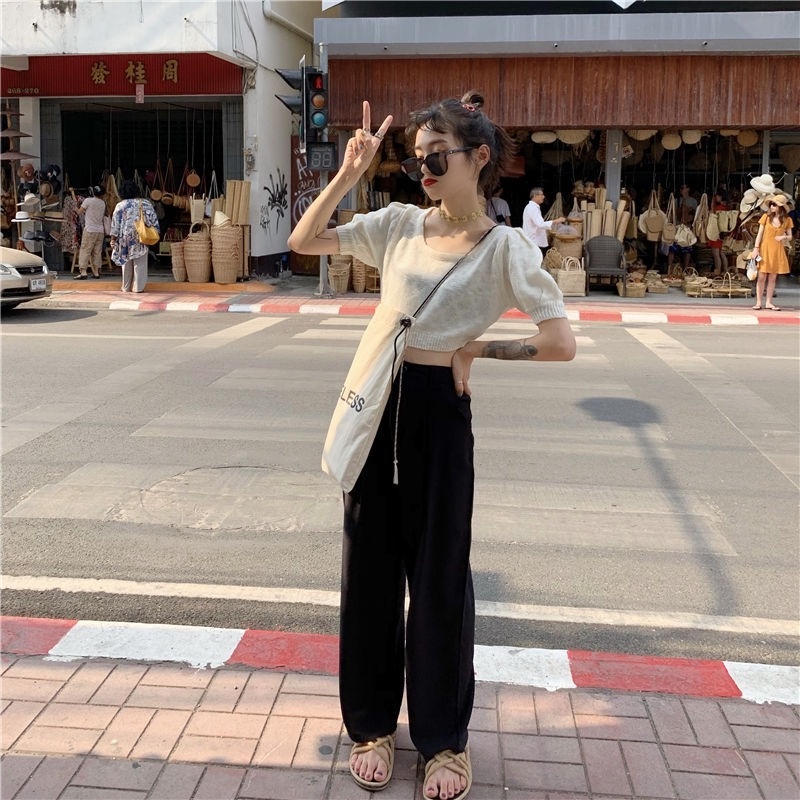 Quần ống rộng Lưng Cao Phong Cách Hàn Quốc Cho Nữ