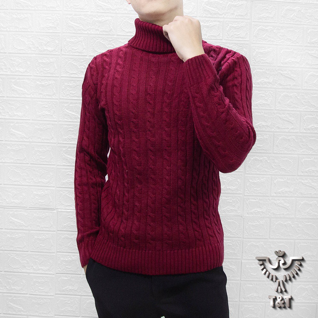 Áo len nam cổ lọ vặn thừng chật liệu len sợi dày dặn ấm áp kiểu dáng hàn quốc AL114 - Hàng nhập khẩu