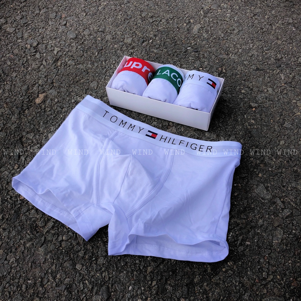 Quần lót nam boxer cao cấp chất cotton siêu đẹp [ SET 3 BOXER FULL WHITE  ] ảnh thật WIND CTS TRẮNG