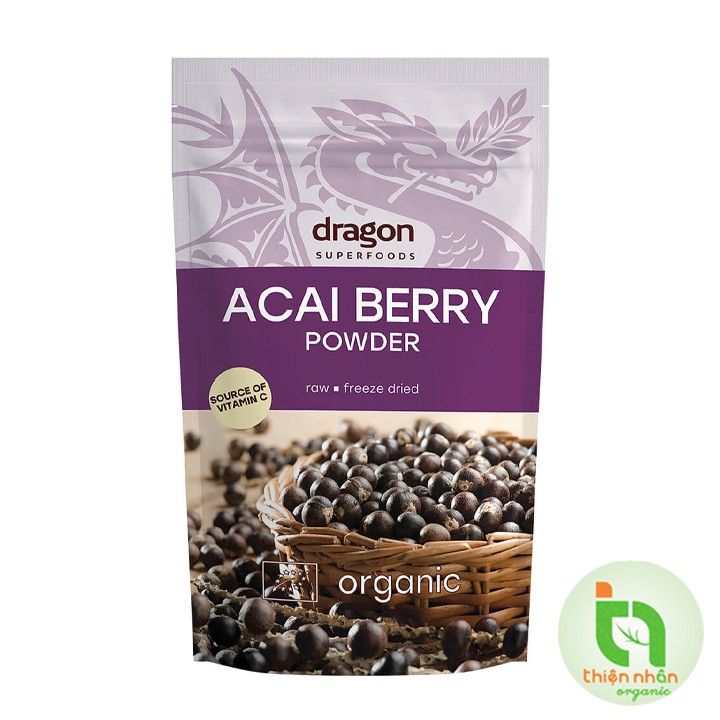 Date 25/08/2022 - Bột đông lạnh Acai Berry hữu cơ Dragon Superfoods 75g