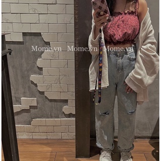 Áo kiểu croptop hoa nhí cột nơ (MOME.VN)