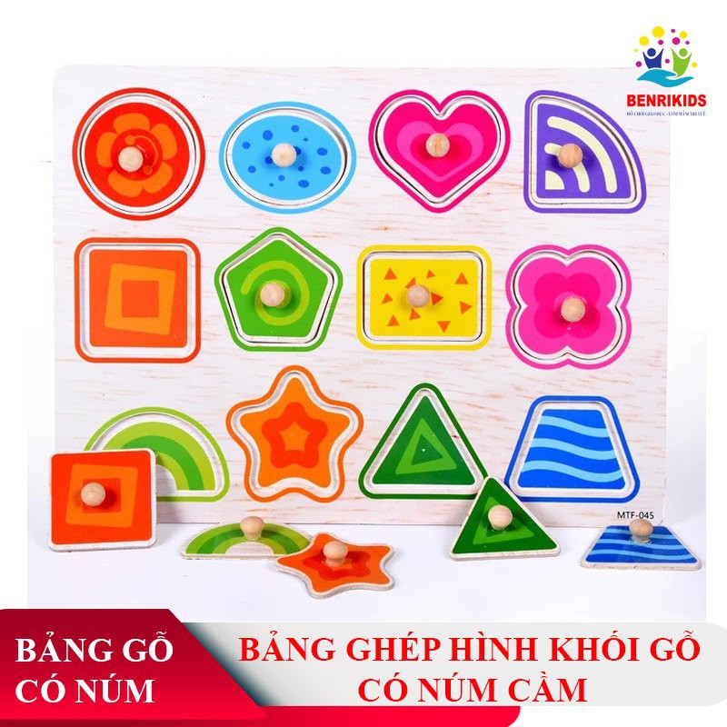 Đồ Chơi Bảng Ghép Hình Gỗ Kèm Song Ngữ Có Núm Cầm Nhiều Chủ Đề Cho Bé