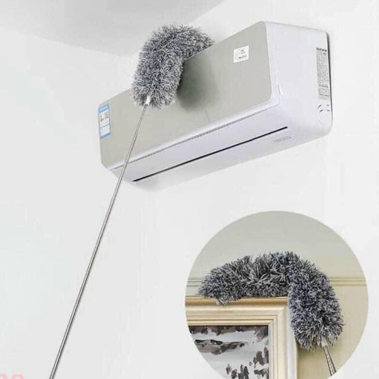 Chổi lông quét bụi cán inox rút gọn