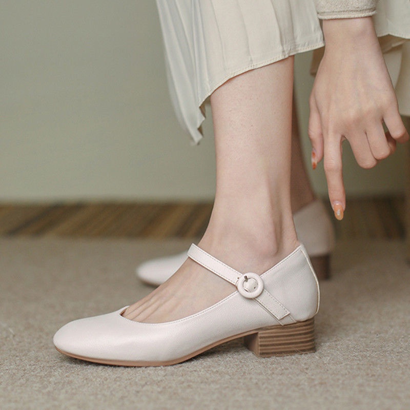 Giày búp bê IELGY mũi vuông phong cách retro thời trang cho nữ