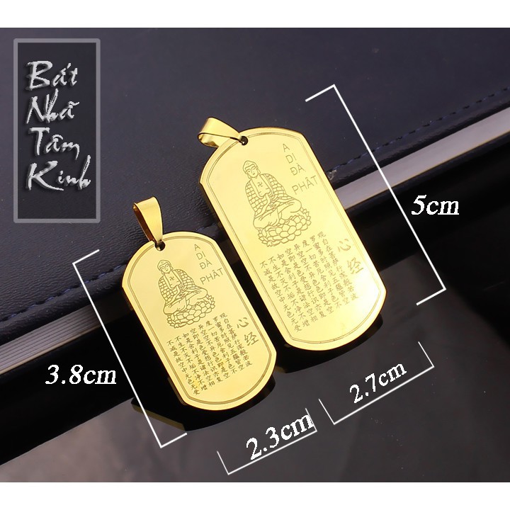 [Bicasa] DÂY CHUYỀN TITAN BÁT NHÃ TÂM KINH MÀU VÀNG (dây +mặt như hình)