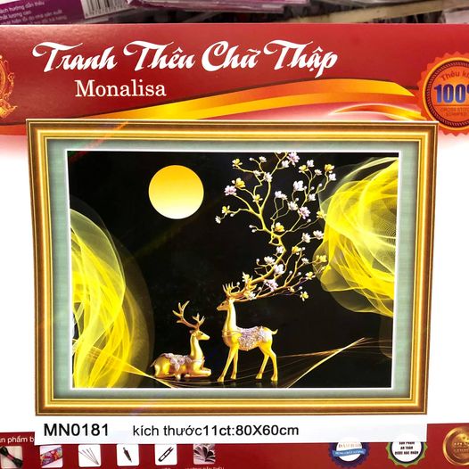 Tranh thêu chữ thập phong cảnh hươu tài lộc MHH0874 MHH0873 MN0181 TT2744 TT2748 HH0888 HH0889