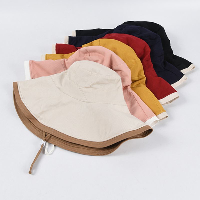 Nón Tai Bèo Rộng Vành Màu Sắc Tương Phản Thời Trang Đi Biển Cho Nữ