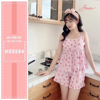 ⚡️bán sỉ⚡️set áo 2 dây quần short hoạ tiết dâu tây