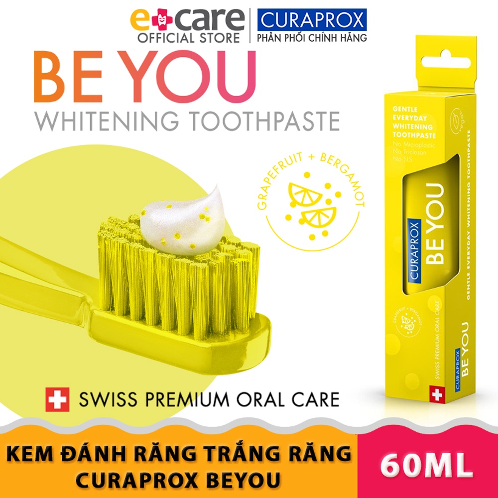 Kem đánh răng Curaprox BE YOU trắng răng tự nhiên 60ml [Bưởi + Cam Bergamot]