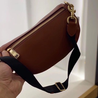 Túi bao tử Coach tròn nâu da thật