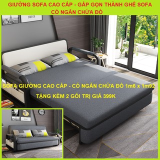 [ Giảm Sôc ] SOFA GIƯỜNG CAO CẤP Vinta A359-1 ( CÓ NGĂN CHỨA ĐỒ ) rộng 1m58 dài 1m93 - TẶNG 2 GỐI CAO CẤP