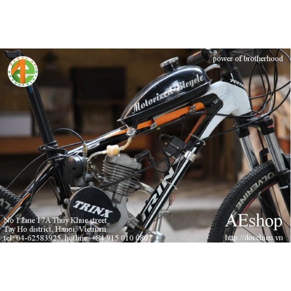 Động cơ gắn xe đạp chạy xăng, động cơ xăng 2 thì chế xe đạp 80cc