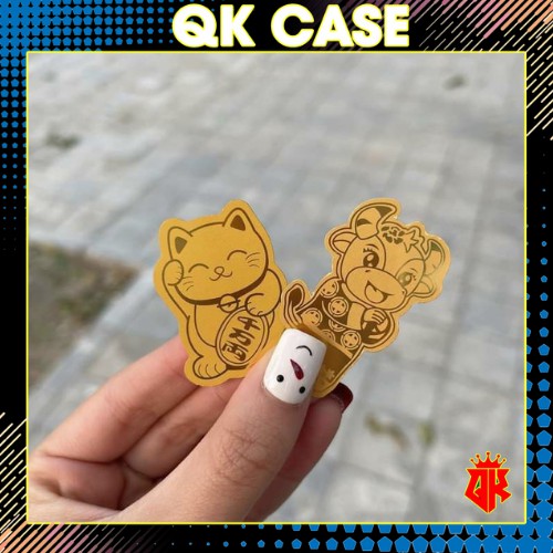 MIẾNG DÁN HỔ - MÈO THẦN TÀI mạ vàng - Chiêu tài, Hút lộc, May mắn, Bình an,QKCASE