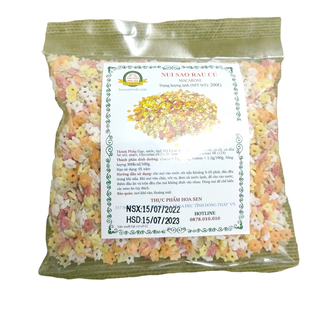 NUI Ngôi Sao rau củ Ngũ Sắc, Ăn dặm cho bé Gói 200G