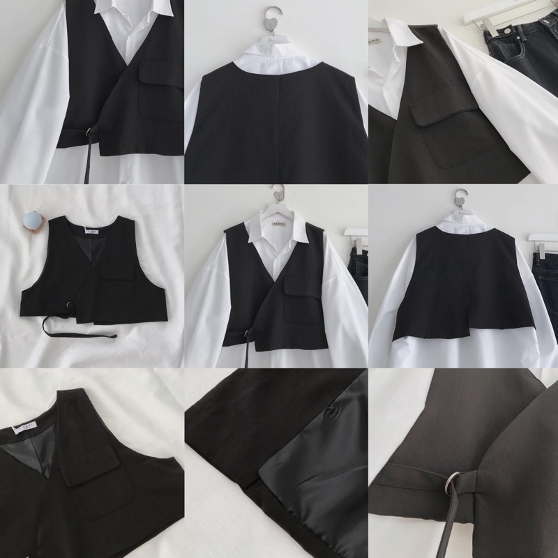 Áo Vest Gile Croptop Khoác Ngoài Menswear Style Cá Tính