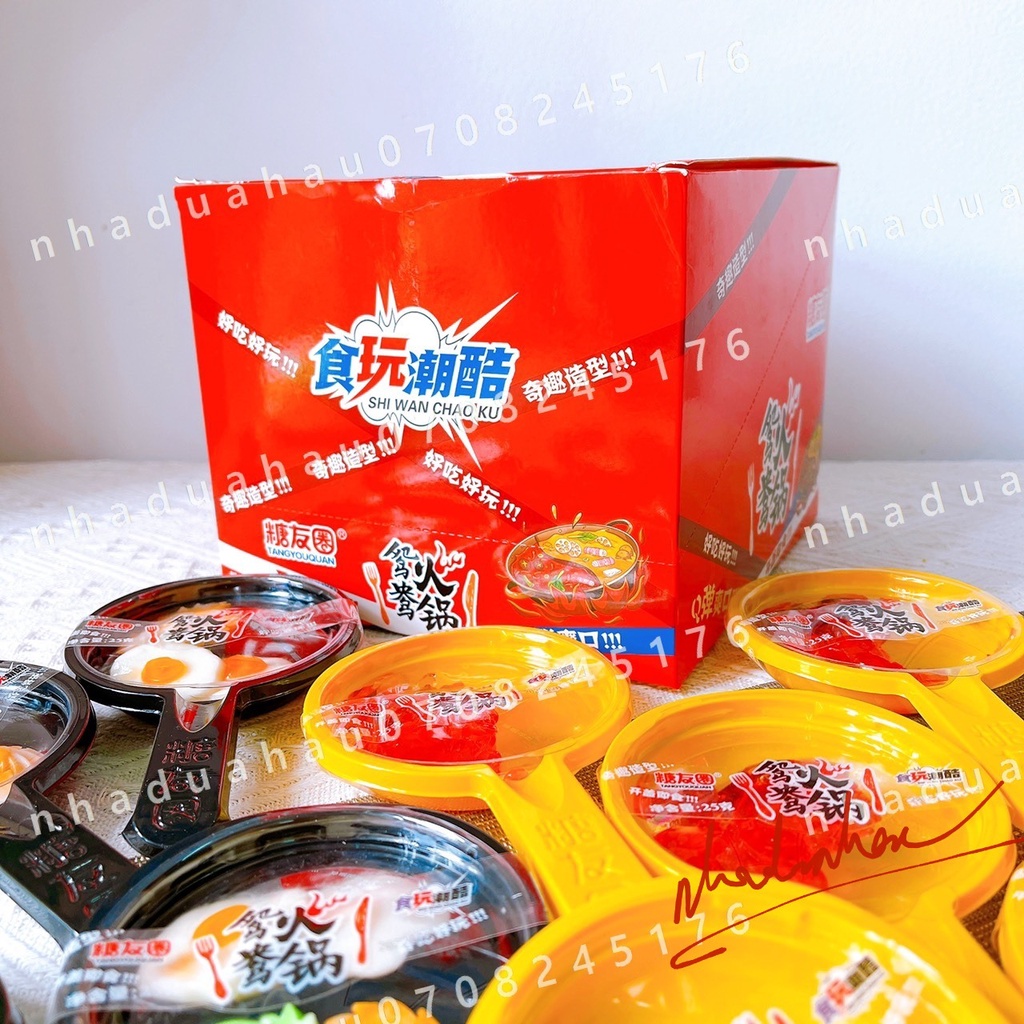 Sỉ - 1 lốc gồm 20 cái chảo đồ chơi kèm kẹo dẻo hình ốp la dimsum/ tôm hùm bạch tuộc Hongkong cái 25gam