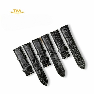 Dây đồng hồ da cá sấu thật màu đen nhiều size từ 18 đến 22 sd01 da cá sấu thật 100%