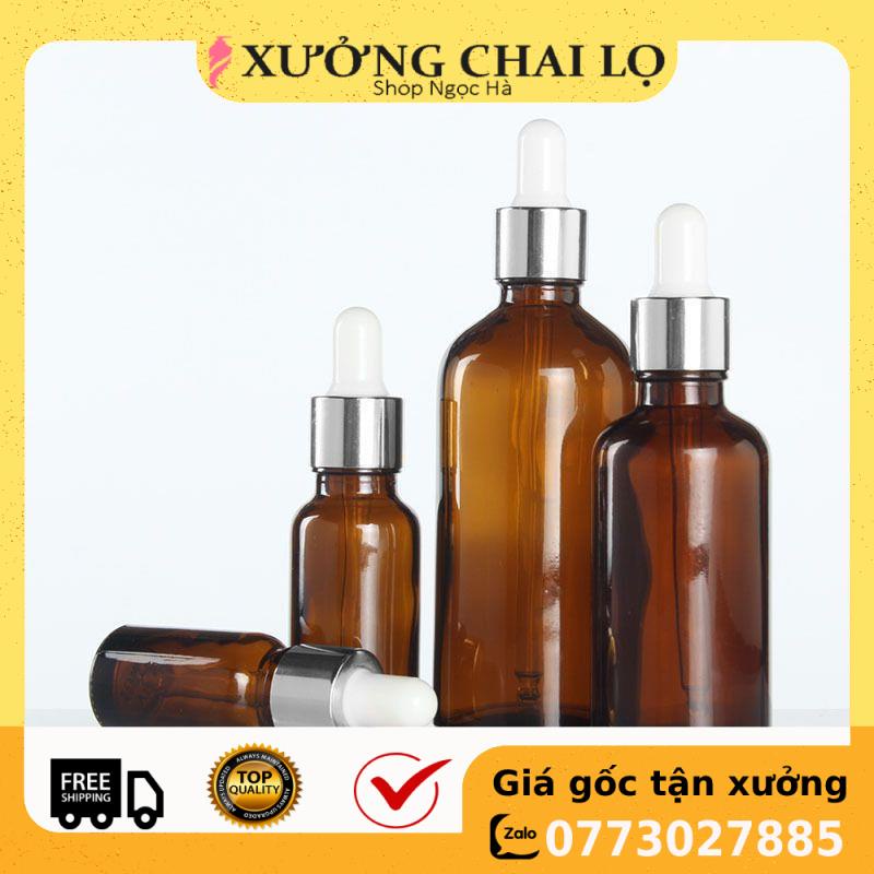 Lọ Chiết Serum ❤ GIÁ RẺ NHẤT ❤ Lọ đựng tinh dầu 30ml Dày bóp giọt Khoen Bạc chiết serum , phụ kiện du lịch