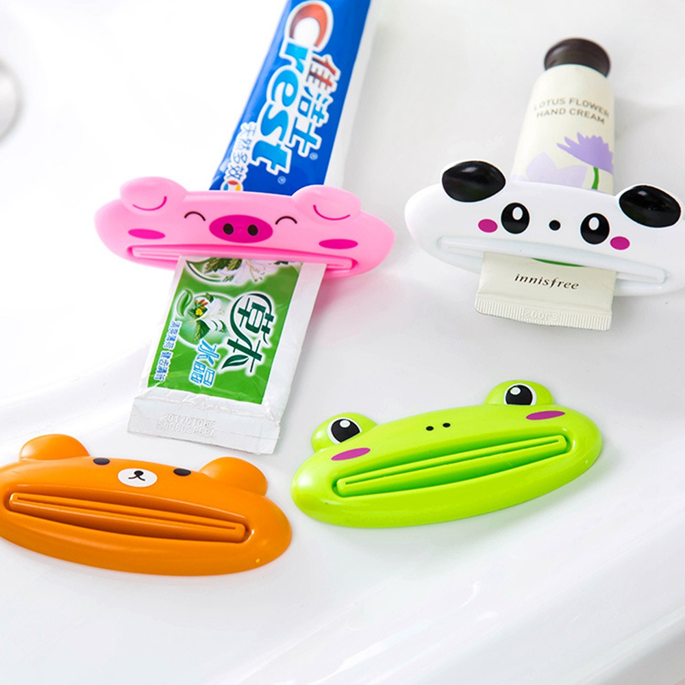 SJJL Dụng cụ nặn kem đánh răng/ gel/ sửa rửa mặt dạng tuýp bằng nhựa phong cách hoạt hình nhiều màu đáng yêu