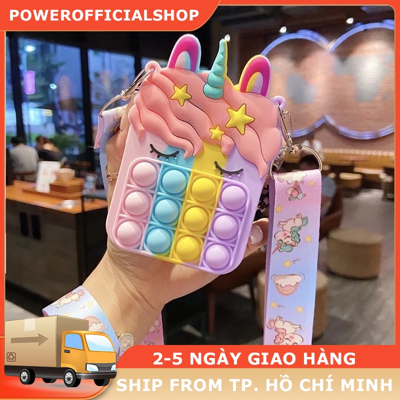 Túi Mini Hình Kỳ Lân Pop It Dễ Thương Có Dây Buộc Túi Đựng Túi Pop It