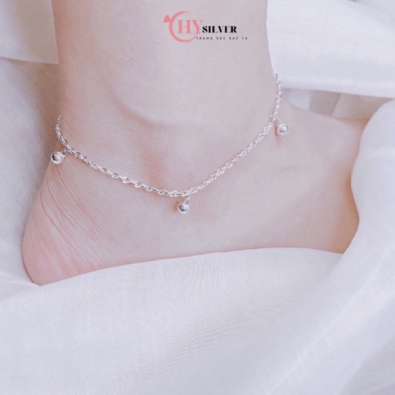 Lắc tay lắc chân bạc nữ CHY SILVER dạng xoắn kép dày dặn charm bi bạc ta
