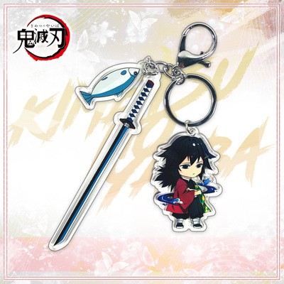 Móc khóa Chibi Thanh gươm diệt quỷ có kiếm 10cm - Kimetsu no Yaiba - Móc khóa Mica 2 mặt