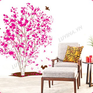 Decal dán tường trang trí phòng khách, phòng ngủ, phòng ăn,quán cafe - Cây hoa đào