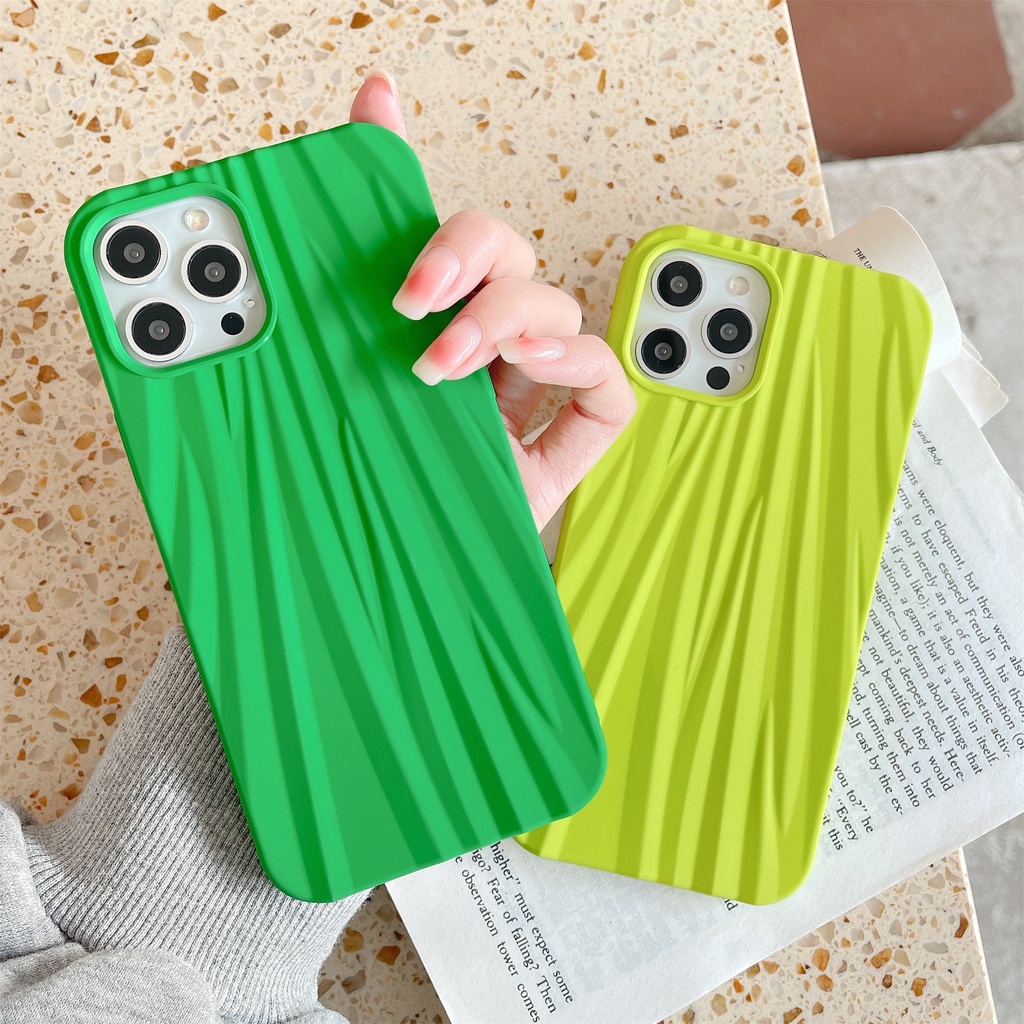 Curtain crease oil spray green plum green full  coverage TPU compatible for iphone 13 12 11 pro max x xr xsmax 7 8 Plus SE3 2022 soft case protection cover casing