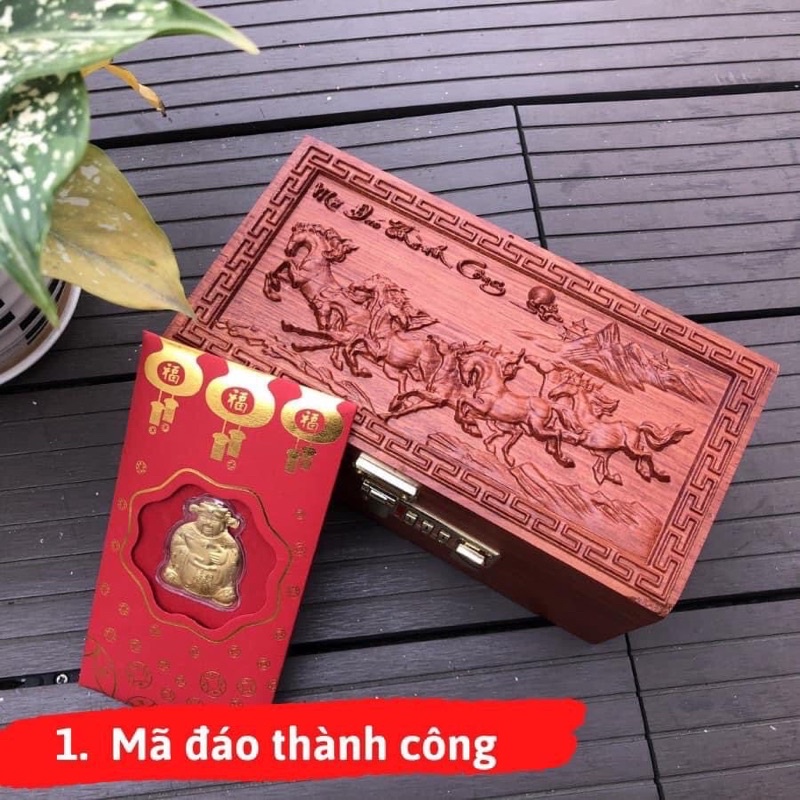 Hộp đựng tiền,dấu công ty Mã Đáo Thành Công gỗ hương.(Bảo Hành 10 Năm).