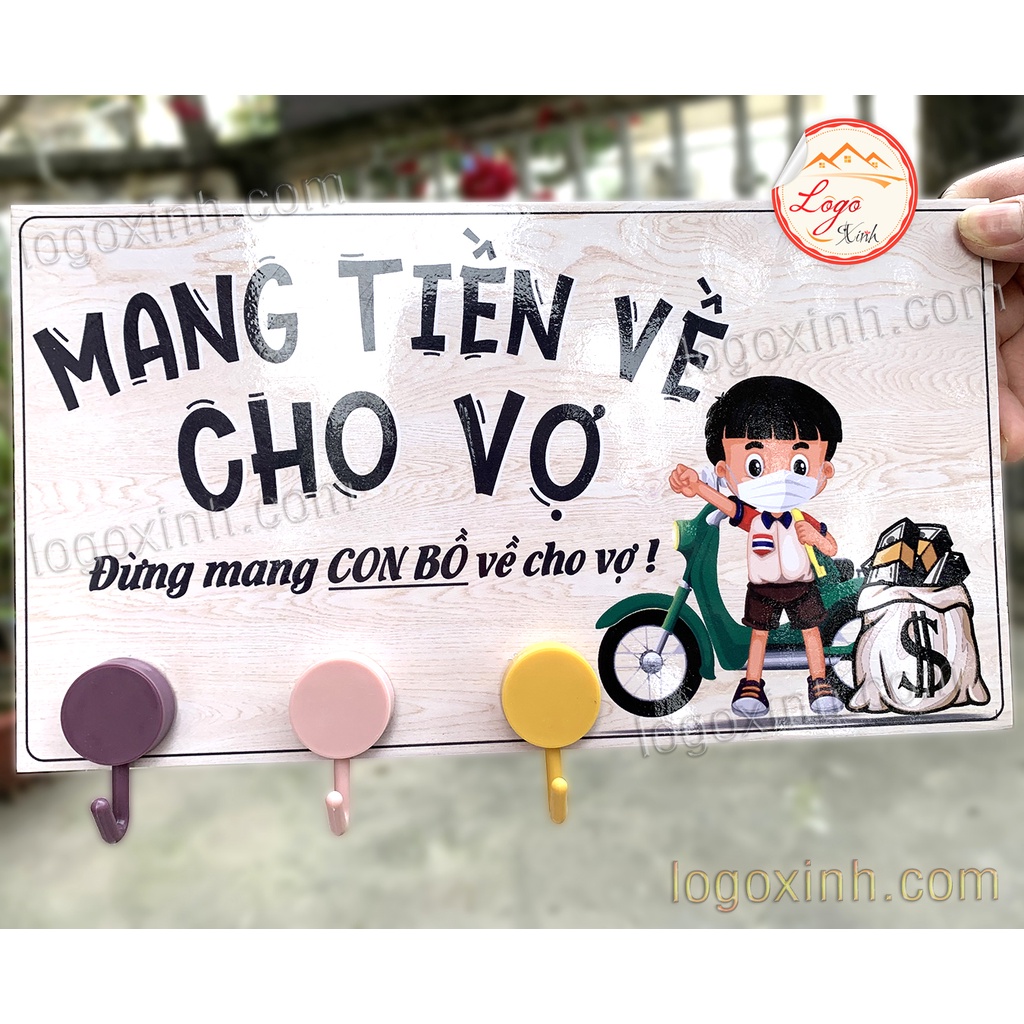BẢNG TREO MÓC CHÌA KHÓA MANG TIỀN VỀ CHO VỢ, MANG TIỀN VỀ CHO MẸ SIÊU ĐỘC ĐÁO, DECOR TRANG TRÍ NHÀ CỬA - LOGOXINH