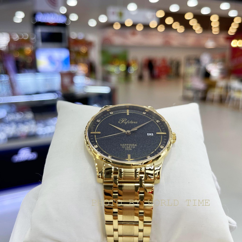 Đồng hồ pin, đồng hồ nam dây thép Pafolina 5025M full box, kính sapphire chống xước, chống nước