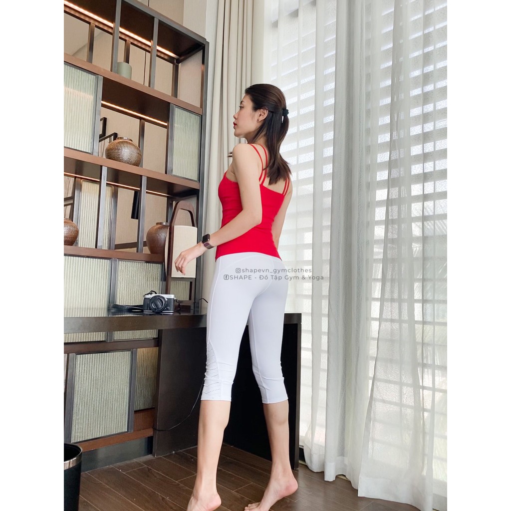 Quần lửng tập gym yoga trơn cắt lỗ laze gấu quần SHAPE - [L034]