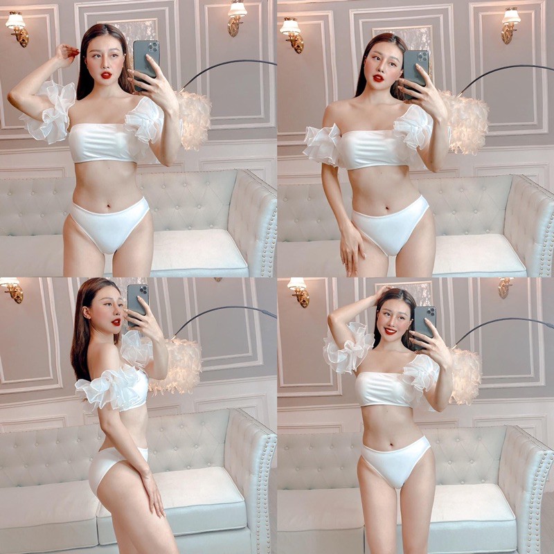 bikini hai mảnh tay bồng -đen , vàng trắng da( hàng có sẵn ) | BigBuy360 - bigbuy360.vn