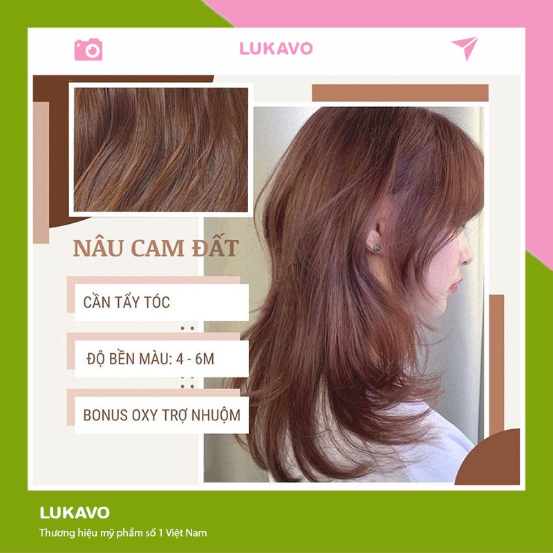 Thuốc Nhuộm Tóc Màu NÂU CAM ĐẤT Không Tẩy Tặng Găng Tay Mũ Ủ , Trợ Nhuộm