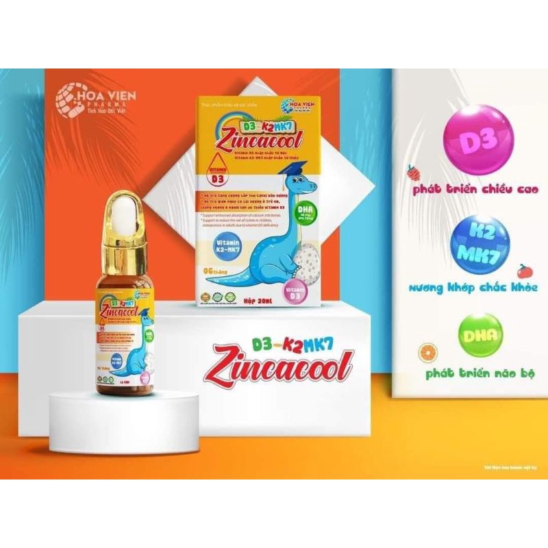 Vitamin D3 K2 MK7 Zincacool ❤️ Giúp Bé Hấp Thu Canxi, Chống Còi Xương, Loãng Xương ❤️