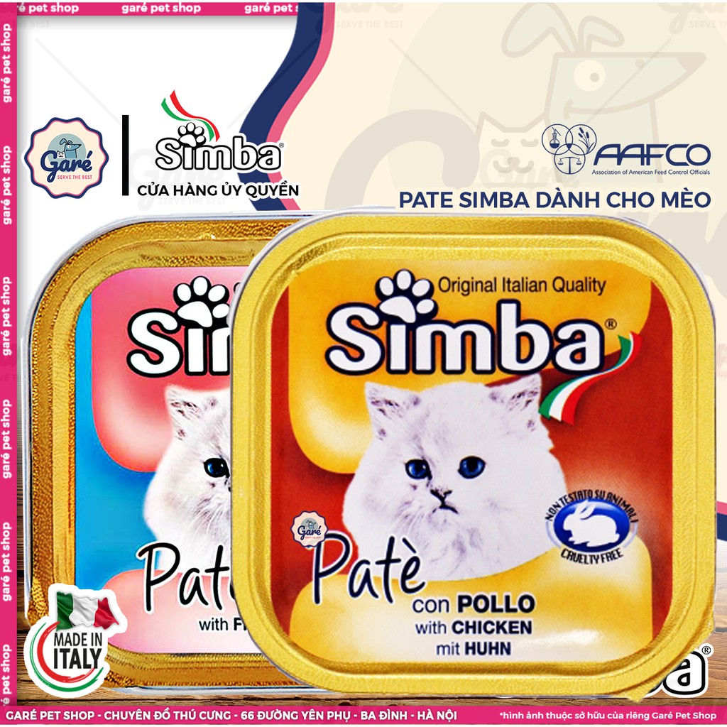 24 hộp - Pate Simba dành cho mèo vị Cá, Gà, Bò thơm ngon bổ dưỡng nhập khẩu trực tiếp từ Italy Ý