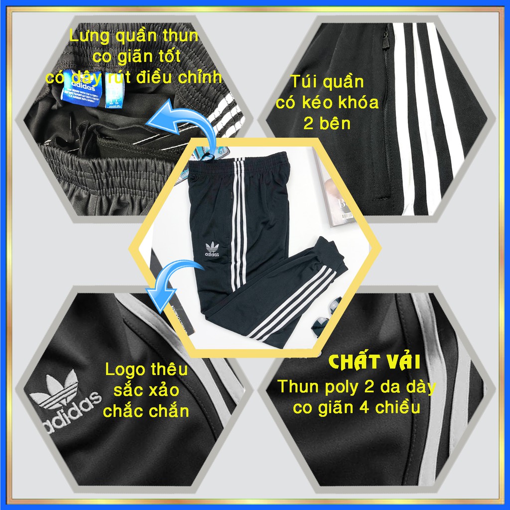 Quần dài nam 3 sọc nam, quần dài thể thao nam 3 sọc adidas cao cấp lai ống bo