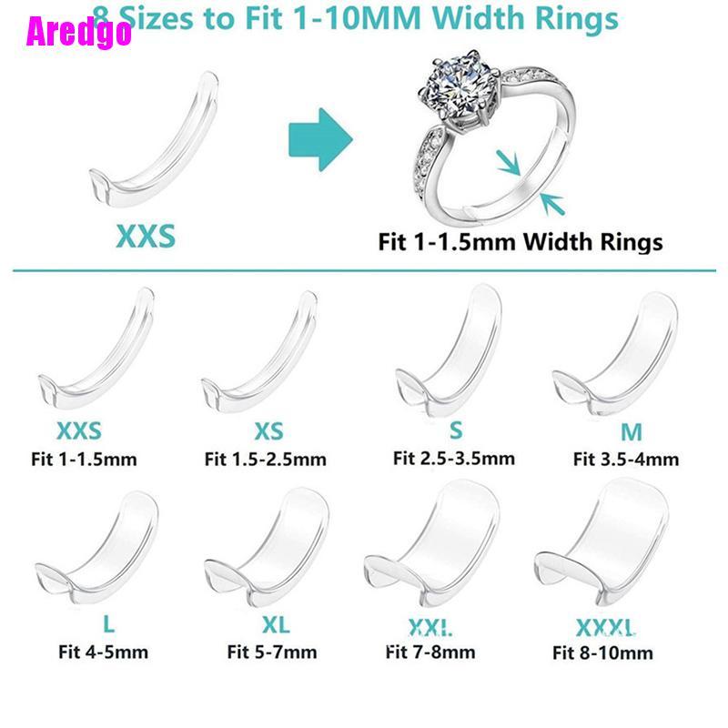 Dụng cụ điều chỉnh kích cỡ ngón đeo nhẫn bằng silicon trong suốt 8 kích cỡ