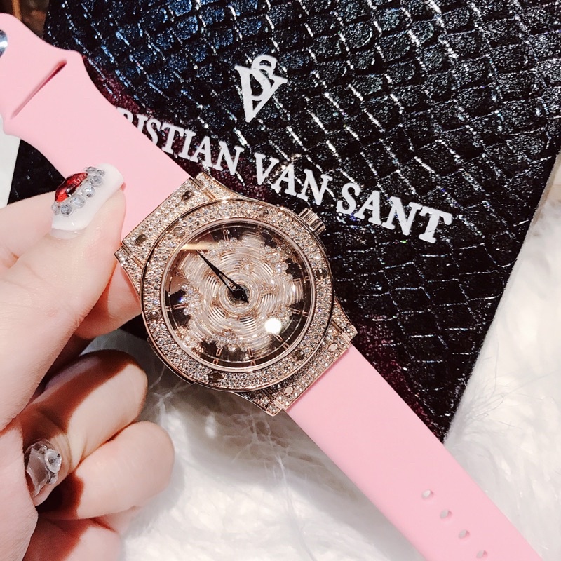 Set đồng hồ nữ DAVENA kèm dây cao su hồng mới về cực đẹp và tinh tế như [H]ublot thời thượng .