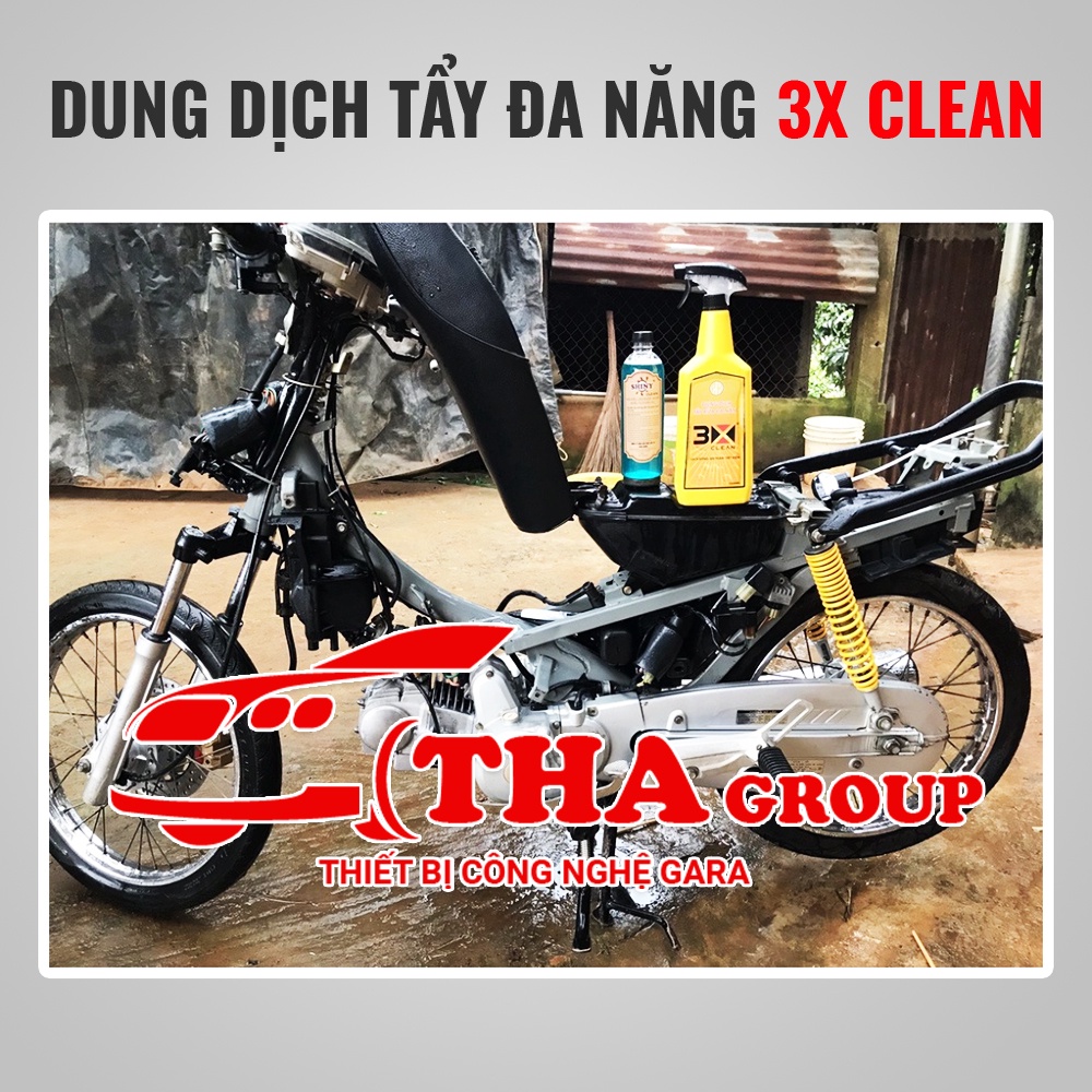 Dung dịch tẩy đa năng 3X CLEAN ( tẩy rửa dầu nhớt, dầu mỡ, tẩy rửa nhà bếp, phòng khách, làm sạch lốp xe, yên xe. 1000ml