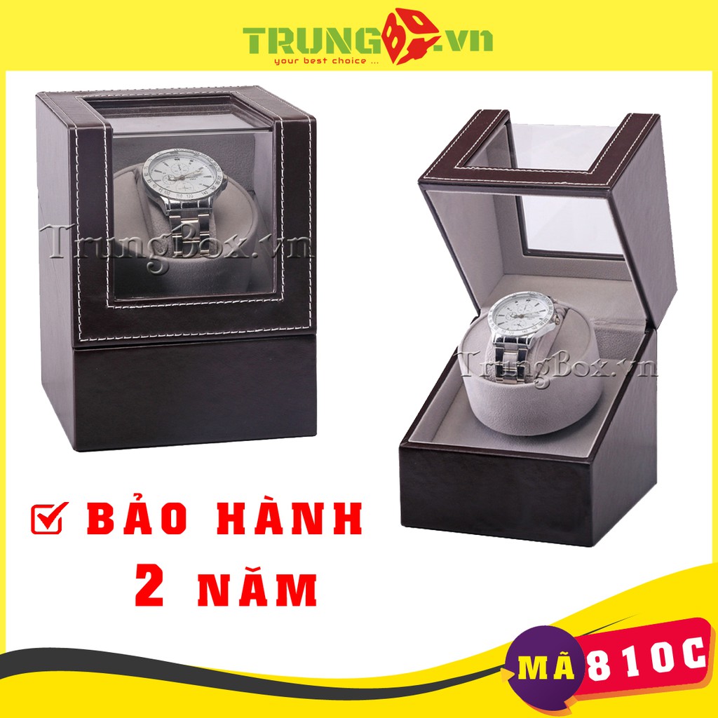 Hộp Lắc Đồng Hồ Cơ 1 Xoay Vỏ Da Màu Nâu - Mã 810C | SAIKE