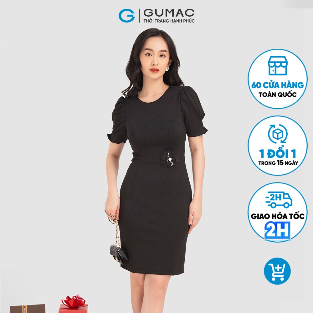 Đầm nữ body thời trang GUMAC thiết kế cơ bản tay lỡ DB12038