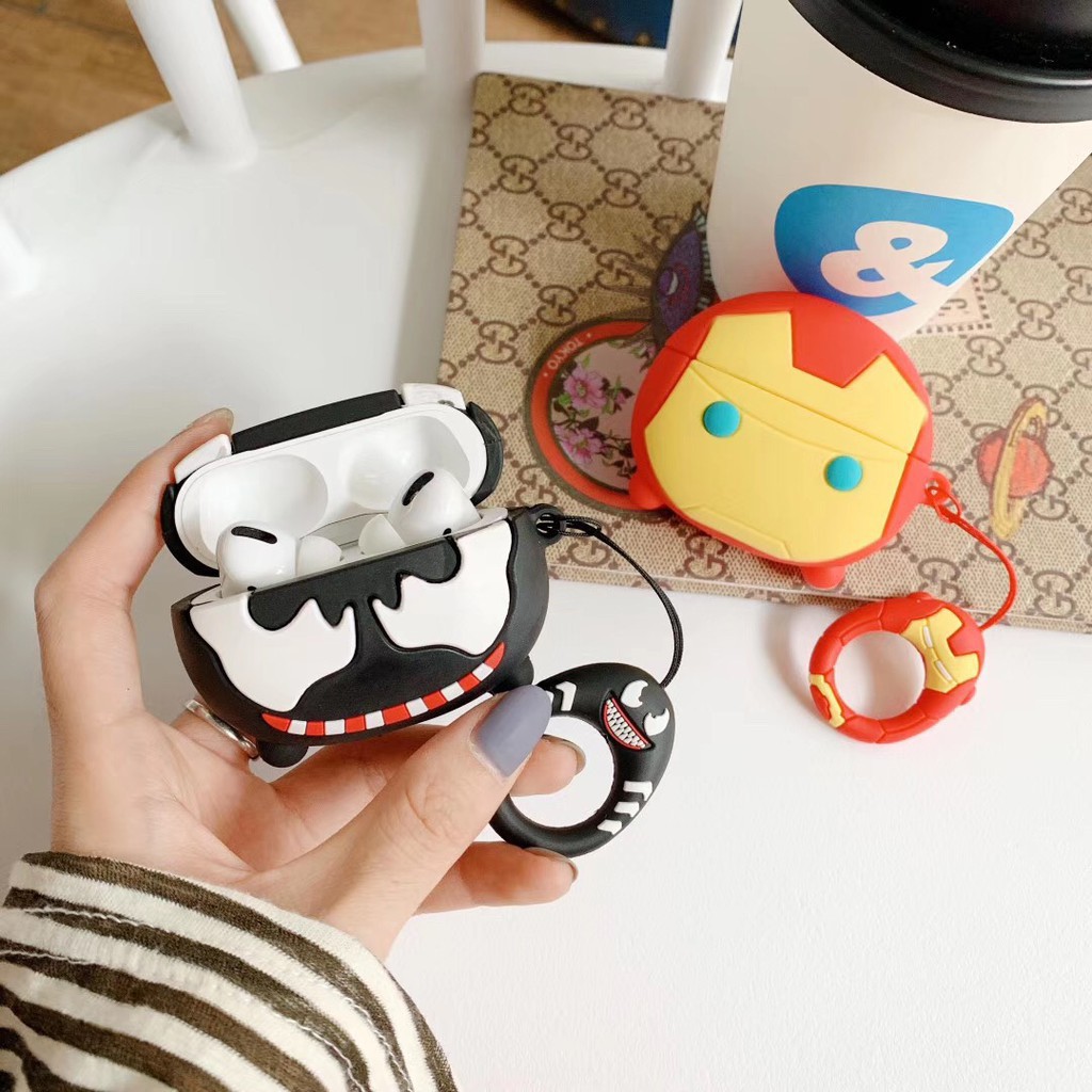 Vỏ bảo vệ hộp sạc tai nghe Airpods Pro hình nhân vật Venom Iron Man Batman