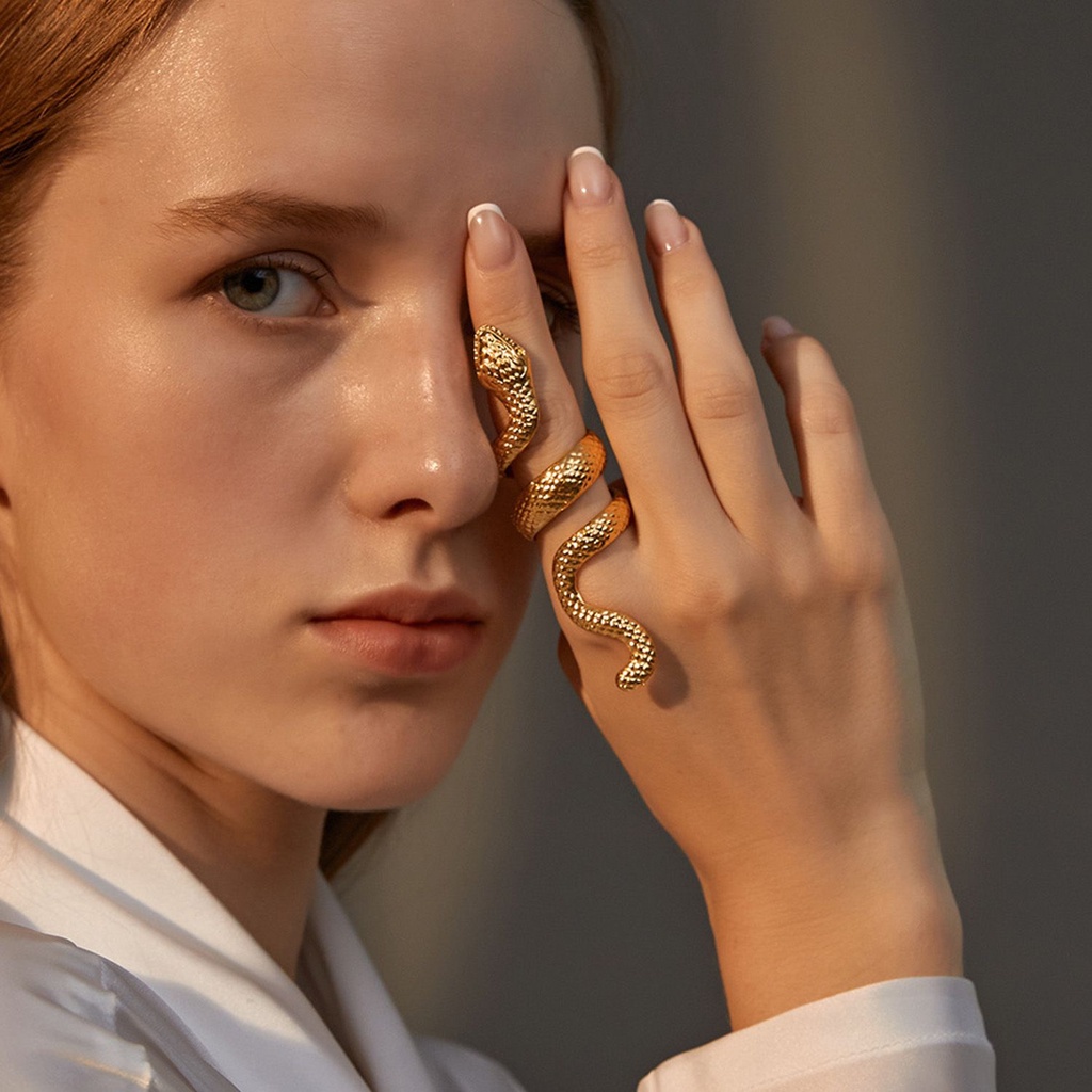 Nhẫn Hở Hình Rắn Hổ Mang Nhiều Màu Tùy Chỉnh Phong Cách Punk Mihan1