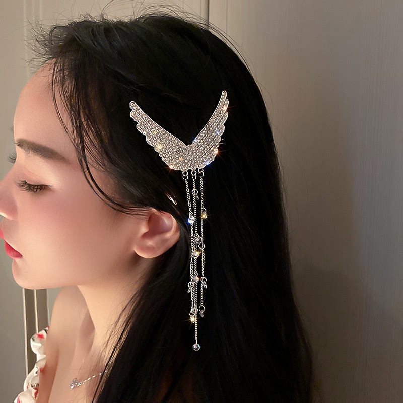 Kẹp Tóc Hình Đôi Cánh Đính Đá Thiết Kế Độc Đáo Phong Cách Hàn Quốc