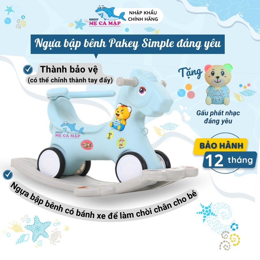 Ngựa bập bênh cho bé Pakey Simple SALE RẺ NHẤT sẵn 2 màu cho bé yêu